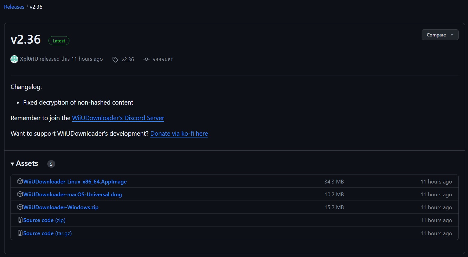 GitHub releases page